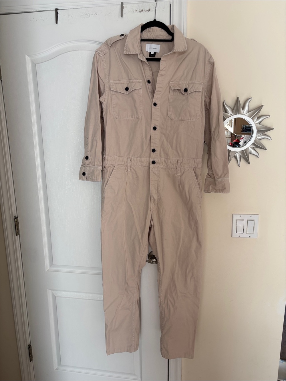 Current/Elliott Beige Utility Cotton Jumpsuit-L